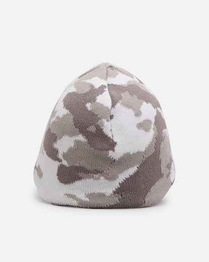 Loiter Motor Skull Knit Beanie Snow Camo