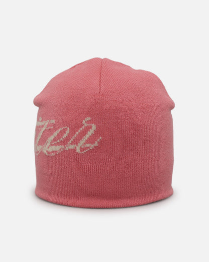 Loiter Hybrid Skull Knit Beanie Pink
